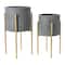 Hello Honey® Charcoal Grey & Gold Boho Embossed Metal Planters with Stands Set